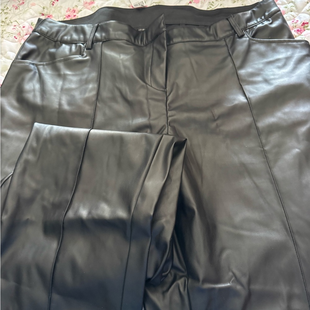 Lane Bryant Black Leather Boot Cut Pants